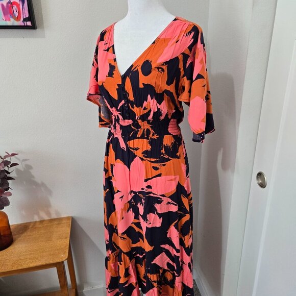 NWT Anthropologie Abel the Label Clare Boho Floral Hi Lo Midi Dress Sz Med - Picture 3 of 11